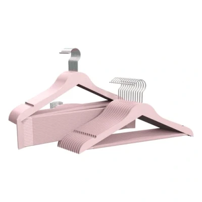 Imagen de COM FORT HOUSE Percha de Resina para Ropa Color Rosa Resistente con Muescas Antideslizantes 45cm Pack 48 Unidades