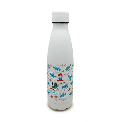 Imagen de Nerthus FIH 756 Botella Termo Doble Pared diseño Pitufos 500ml, Acero Inoxidable, Libre de BPA, 18/8, 500 ml