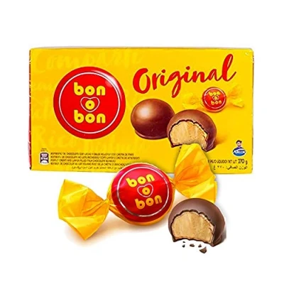 Imagen de Bombones de Chocolate con Leche y Oblea Rellenos Crema Maní, Argentina, box 270g ARCOR bon o Original,