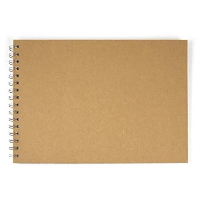 Imagen de Rayher 8160900 Álbum Scrapbooking con Anillas, apaisado, tamaño DIN A4, 30 Hojas de 190g/m2, Tapas Papel maché, 21x30cm
