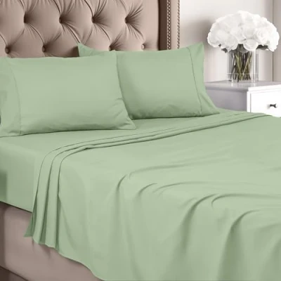 Imagen de Utopia Bedding Juego de sábanas tamaño Queen, Microfibra cepillada, Suaves para Cama Incluye 1 sábana Bajera, Plana y 2 Fundas Almohada, Bolsillo Profundo (Salvia)