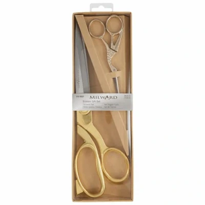 Imagen de Milward Scissors Gift Set Premium Juego Costura y Tijeras de Bordado cigüeña, Dorado, 25.5cm and 11.5cm, 2