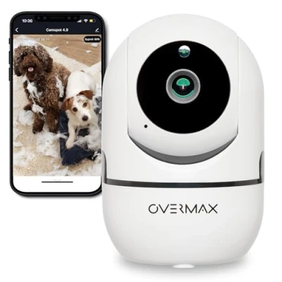 Imagen de OVERMAX Cámara inalámbrica Camspot 3.6 WiFi IP, grabación de vigilancia Full HD, Modo Nocturno, Auto Tracking, micrófono y Altavoz, Dispositivo Inteligente Google Home, Amazon Alexa