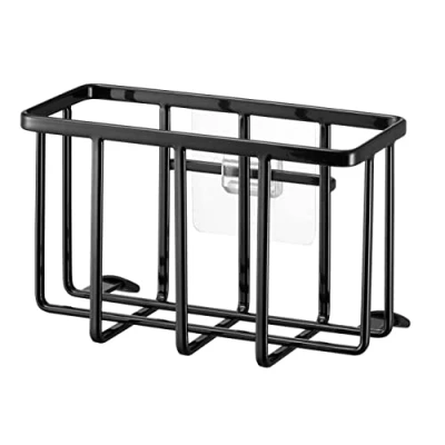 Imagen de YAMAZAKI 6916 Tower Cesta multiusos con gancho adhesivo S, negro, acero/silicona/policarbonato, minimalista, 15,5 x 8,5 10 cm