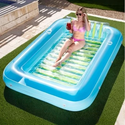 Imagen de Sloosh Chaise Longue gonflable pour bronzage XL, 85&quot; x 57&quot;/2,1 * 1,4 m Baignoire de Extra Large adultes, Lit gonflable, flotteur Salon en Radeau