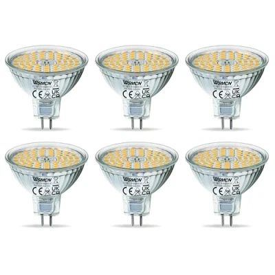 Imagen de WSMCN Bombillas LED MR16 GU5.3,No Regulable,AC/DC12V,Blanco Neutro 4000K 485 Lúmenes,6W Equivalente 50W Halógena,Foco Sin Parpadeo,Ángulo de haz 120,Paquete 6