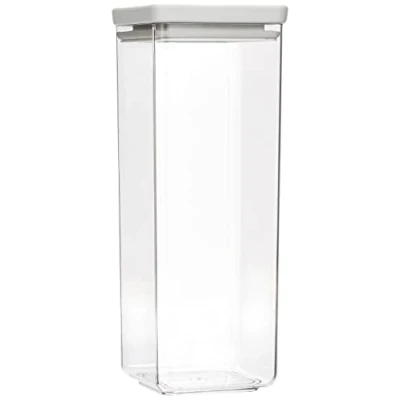Imagen de Brabantia tasty + bote apilable cuadrado de plástico transparente, 2.5L, tapa light grey