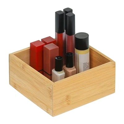 Imagen de Relaxdays Organizadora Bambú, Almacenaje Baja sin Tapa, 7 x 15 cm, Caja Cocina, Baño, Oficina, Natural