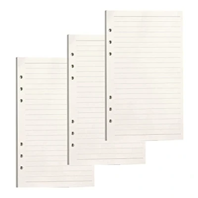 Imagen de PALUDO 135 Hojas Papel de Recambio A6 con 6 Anillas, Lineas para Cuadernos Diarios Inserción Planificador Calendario Filofax Bullet