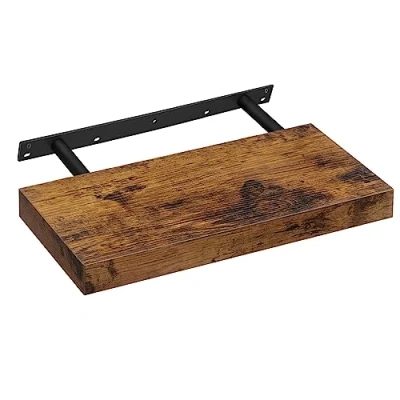 Imagen de VASAGLE Estante de Pared, Juego 2, Flotante, 20 x 40 3,8 cm, Balda Pared para Marcos Fotos, Decoración, Salón, Estudio, Cocina, Marrón Rústico LWS24BX 2
