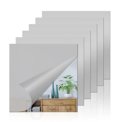 Imagen de CINGHIA Espejos Adhesivos de Pared,Espejo Adhesivo Pared,6 Piezas Pared,20x20cm Decorativos Pared,Lamina Espejo Adhesiva para Armarios Sala Estar,Baño,Dormitorio