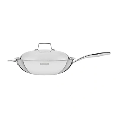 Imagen de Tramontina Wok Grano, de Acero Inoxidable y Terminación Brillante, con Cuerpo Triple Tapa, 32 cm 5,2 L