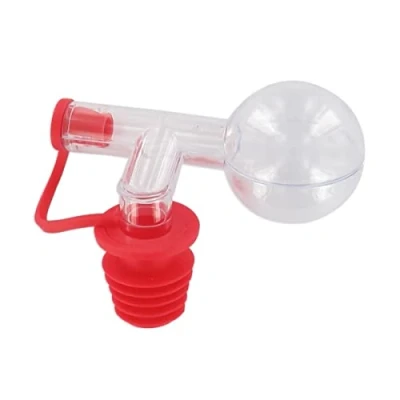 Imagen de Fackelmann, bola para dosificación de alcohol, boquilla botella, tapón dosificador 2,5 cl, Plástico, rojo y transparente