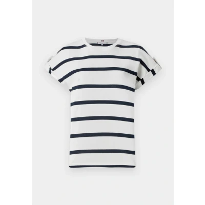 Imagen de Tommy Hilfiger GOLD Button TEE Camiseta estampada, Mujer, Talla: XXS, Ivory/dark night navy