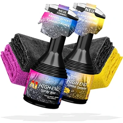 Imagen de detailmate Dr. Wack A1 High End Speed Detailer Set de detalle, 500 ml, cera en Spray Wax 4 paños microfibra, brillo espejo y efecto loto