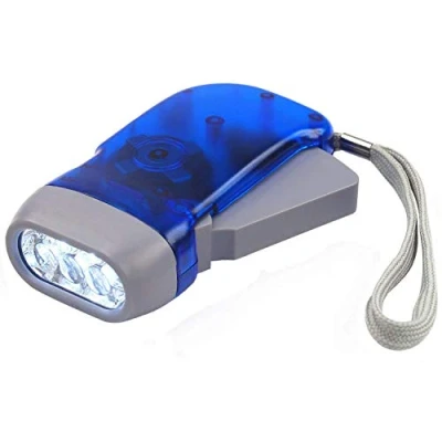 Imagen de Antorcha de presión Manual Herramientas jardín Linterna dínamo 3 LED para Acampar, Caminar, otoño y Supervivencia No Requiere baterías, ecológica Recargable