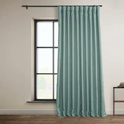Imagen de HPD Half Price Drapes Cortinas de Lino sintético con Textura para oscurecer la habitación, 120 Pulgadas Largo (1 Panel), 100 Ancho x Largo, Extra Anchas