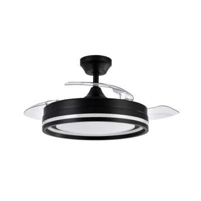 Imagen de Abrila Ventilador DC CERRATO Color Negro con tres Aspas Desplegables 6 Velocidades Ajustables 3 Temperaturas de Luz Mando a Distancia Incluido