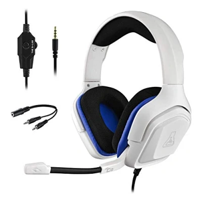 Imagen de The G Lab Korp Cobalt Auriculares Gaming estéreo, Ultra Ligero, con Micrófono, Jack de 3.5 mm para PC, PS4, PS5, Xbox One, Mac, Tablet Switch, Smartphone (Blanco)