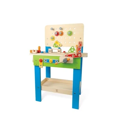 Imagen de Hape Master Workbench , Award Winning Kid&#039;s Wooden Tool Bench Toy Pretend Play Creative Building Set, Height Adjustable 35 Piece Workshop for Toddlers