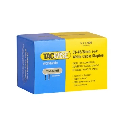 Imagen de Tacwise 0980 Grapas de Cables Serie CT 45, color Blanco, 8 mm, Set 5 Cajas x 1000 Unidades