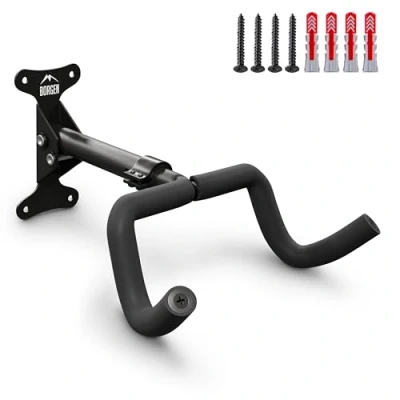 Imagen de Borgen Soporte de Pared para Colgar Bicicletas Ángulo y Distancia Ajustables, Bicicleta Carreras, Plegable, MTB Acolchado Extra Suave