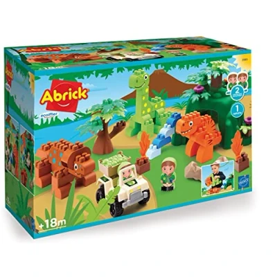 Imagen de Ecoiffier Dinoland Bloques de Construcción Abrick, Incluye Vehículo y Dos Personajes, para Construir Dinosaurios, Adecuado A Partir 18 Meses (7600002995)