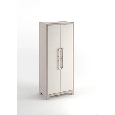 Imagen de Keter Armario Gulliver AltoAlmacenaje Interior y ExteriorResinaEstanco al Agua con 2 Puertas 4 Baldas Regulables en AlturaColor Beige/Arena80 x 44 182 cm