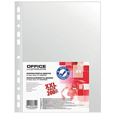Imagen de OFFICE PRODUCTS 21141219 90 Fundas transparentes (polipropileno, A4, granuladas, 40 mm, 200 unidades), transparente