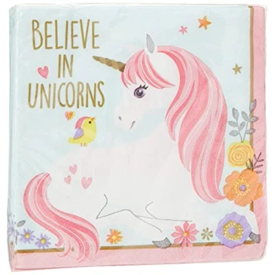 Imagen de Magical Unicorn Beverage Napkins 25cm (12 pk)