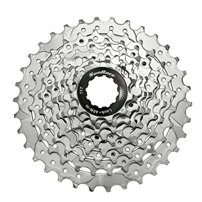 Imagen de SUN RACE CSM96 9 Speed Cassette 11 32T. Nickel, Adultos Unisex, Negro, ESTANDAR