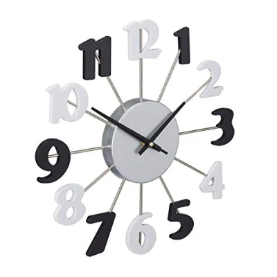 Imagen de Relaxdays Reloj de Pared Moderno, Analógico, con Segundero, para Cocina, Salón, Dormitorio, 35 cm Ø, Negro y Blanco