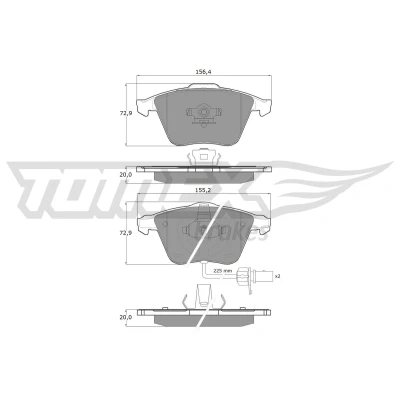 Imagen de TOMEX brakes TX 14 23 Juego de pastillas freno Eje delantero con contacto avisador desgaste AUDI: A4 B7 Berlina, Avant, A6 C6 Berlina
