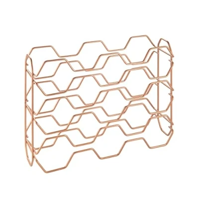 Imagen de Metaltex HEXAGON COPPER Botellero Decorativo Sobremesa para 15 botellas. Acabado POLYTHERM color Cobre. Dimensiones: 43x12x34 cm