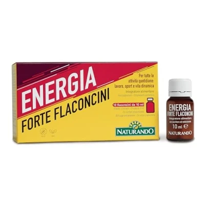Imagen de Naturando Energia Forte flaconcini Complemento Alimenticio para contrarrestar la fatiga con Schisandra, Espinacas, Cordyceps, Zumo de Noni 10 frascos ml