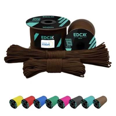 Imagen de EdcX 2 mm Nylon Paracord 275 (15, 30, 50 and 100 m) 100% Rope, 3 Strand Cord, Cord in Many Colours (Chocolate, 30