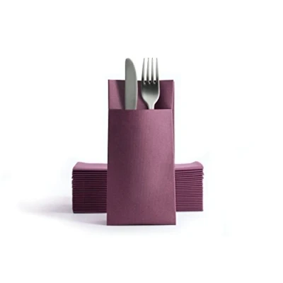 Imagen de Alvotex Chic Airlaid 50 servilletas Desechables para Cubiertos (39 x 40 cm), Color Morado