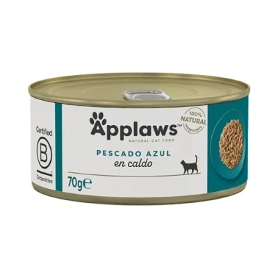 Imagen de Applaws 100% Natural Comida Húmeda para Gatos, Pescado Oceánico En Caldo, 70 g Lata (Pack de 24)