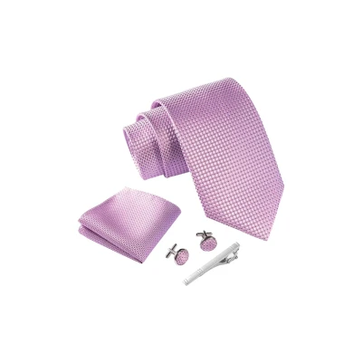 Imagen de Massi Morino Corbatas de hombre Morado Claro y pañuelos con gemelos, clip corbata set Lila Accesorio traje modernas para boda