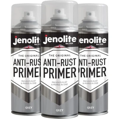 Imagen de JENOLITE Pintura en aerosol con Imprimación antioxidante GRIS 3x400ml para metales de alto rendimiento Protección contra el óxido y la corrosión Ideal autos