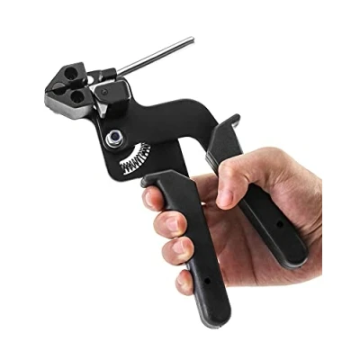 Imagen de QWORK® Pistola de amarre cable, herramienta sujeción cables acero inoxidable, Tensor bridas metal, para bloquear y cortar las ataduras