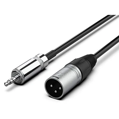 Imagen de Audibax Silver Cable XLR Macho a Minijack Stereo Longitud 3 Metros Conectores OFC de Alta Transmisión Señal Recubrimiento PVC Máximo Aislamiento Diámetro 6 mm Color Negro
