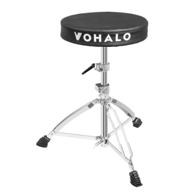 Imagen de VOHALO Taburete para batería Regulable en Altura Trono de Tambor Plegable con Asiento Acolchado Antideslizante Negro