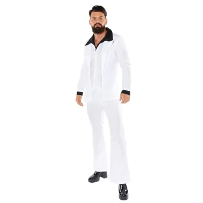 Imagen de amscan 9919034 Traje de discoteca para hombre los años 70, color blanco y negro, talla S