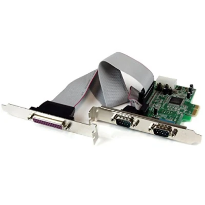 Imagen de StarTech.com Tarjeta Adaptadora PCI Express PCIe de 2 Puertos Serie y 1 Paralelo RS232 UART 16550 Serial 2x DB9 Macho 1x DB25