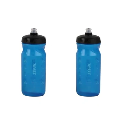 Imagen de ZEFAL Pack Sense Soft 65 Lote de 2 bidones para bicicleta y MTB, botella deportiva flexible e inodora, agua sin BPA Tetina silicona Azul Transparente, x 650ml