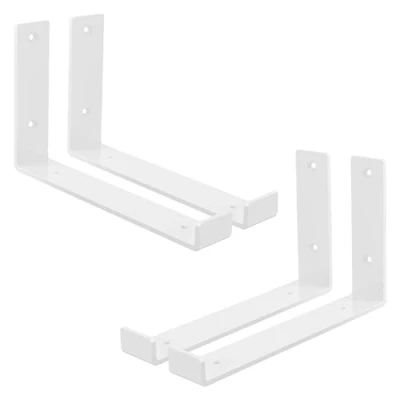 Imagen de ML Design Set de 4x Soporte Estante 250 x 140 40 mm Blanco Metal Estilo Industrial en Forma L Escuadra para Estantería Pared apto Balda o Repisa Flotante, Proyectos DIY Bricolaje