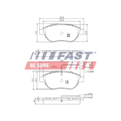Imagen de FAST FT29113 Juego de pastillas freno Eje delantero con sensor desgaste incorporado PEUGEOT: 206 Hatchback, 207 307 Hatchback