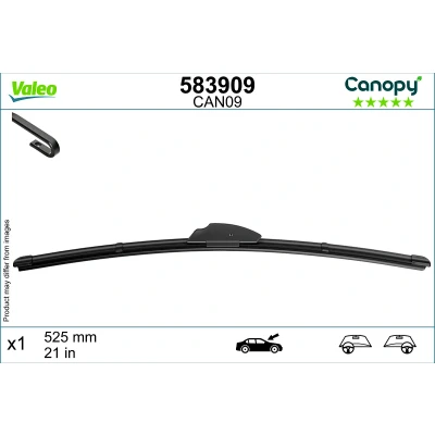 Imagen de limpiaparabrisas Valeo Canopy 583909 525mm Escobilla con hoja plana, Goma de &gt;80 % materiales sostenibles VOLKSWAGEN: Golf 4