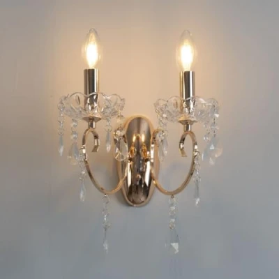 Imagen de KosiLight barroco lámpara de pared 2 luces cristal oro Pavia